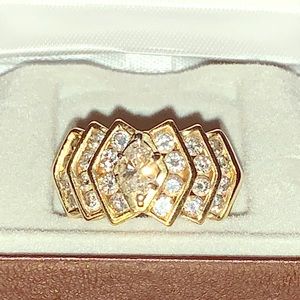 14K 2.00CTW YG Natural Diamond Ring Size 6 1/2